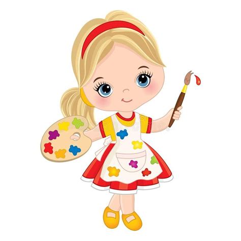 Illustration About Vector Cute Little Artist Vector Little Girl With