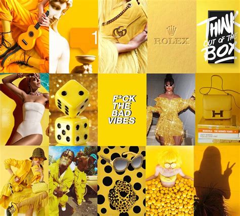Boujee Yellow Aesthetic Wall Collage Kit Yellow Aesthetics Etsy Australia