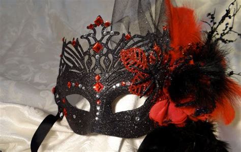 Gothic Red Masquerade Ball Mask Venetian Mask Mardi Gras Mask Etsy
