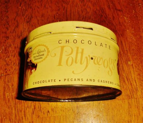 Mrs Lelands Chocolate Pollwogs Tin Chicago Illinois Vintage Tins