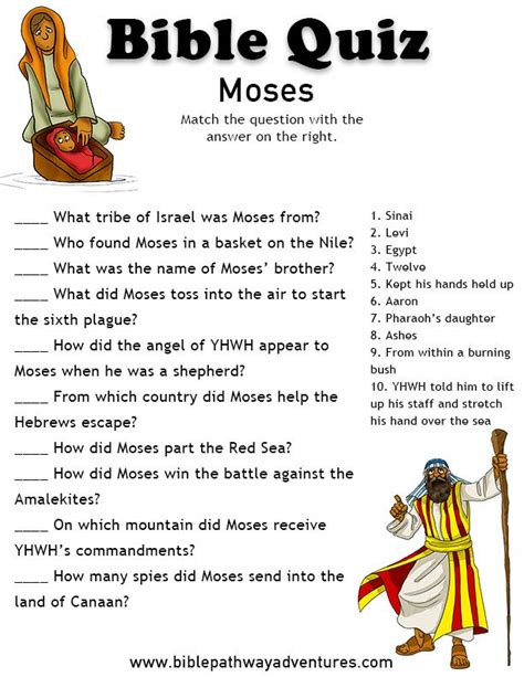 The accompanying books are widely available and can be acquired at micah 6:8 lessons for kids and teens is a free download. Printable bible quiz - Moses … | Bible lessons for kids, Bible study for kids, Bible for kids