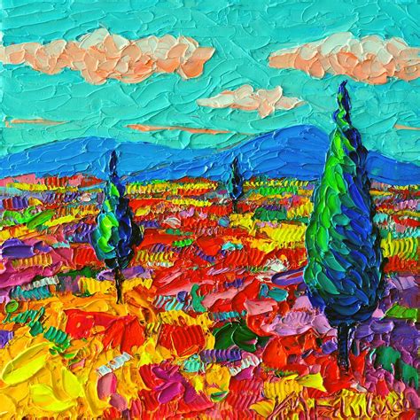 Colorful Poppies Field Abstract Landscape Impressionist
