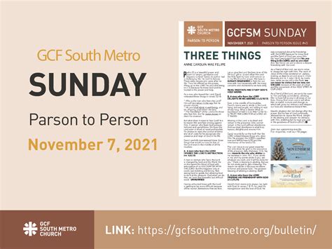 Sunday Bulletin Parson To Person November 7 2021 Gcf South Metro