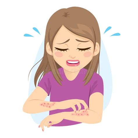Woman Scratching Skin Itchy Allergy Stock Vector Illustration Of