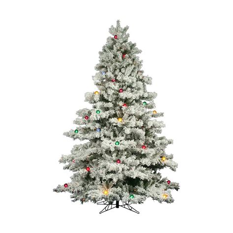 Vickerman 9 Ft Pre Lit Alaskan Pine Flocked Artificial Christmas Tree