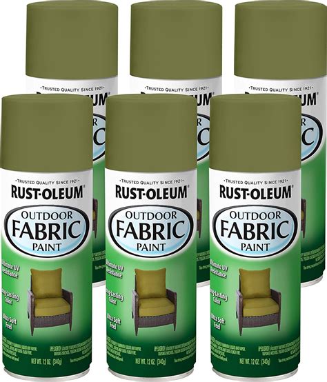 Rust Oleum 358833 6pk Outdoor Fabric Spray Paint 12 Oz Olive Green 6