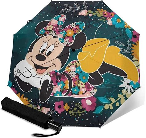 Fbeautiful Mickey Mouse Minnie Umbrella Automatic Tri Fold Umbrellas