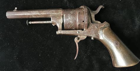 Antique Civil War Model 1858 Lefaucheux Pin Fire 6 Shot Revolver