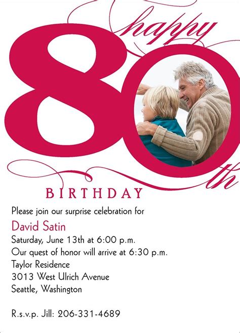 80th Birthday Invitation Wording Invitation Design Blog