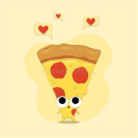 Cute Pizza Character Vector Illustration In Flat Style Stock