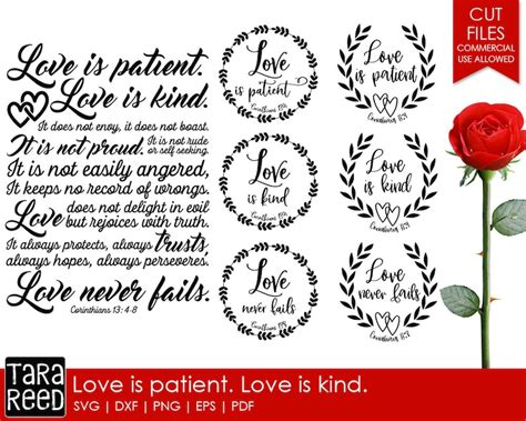 Love Is Patient Love Is Kind Bible Verse Svg And Cut Files Etsy My