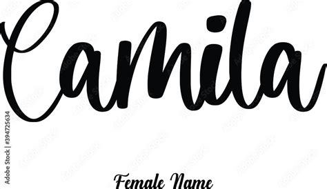 Camila Female Name Cursive Calligraphy Phrase On White Background Stock