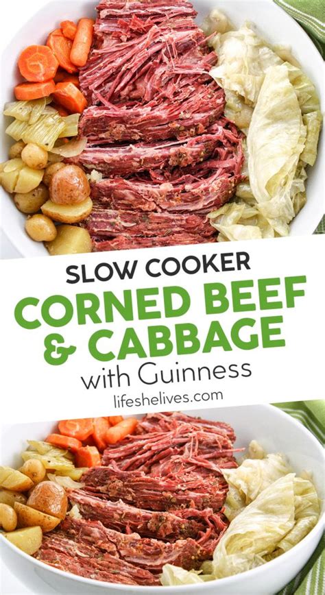 The slow cooker is the perfect way to go for this traditional dish, since it must bubble away untended for hours, in any event. Slow Cooker Corned Beef and Cabbage - Life She Lives
