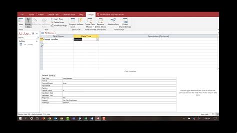 Create A Table In Microsoft Access Youtube