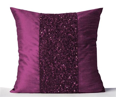 Throw Pillows Purple Silk Pillows Purple Sparkle Pillow Violet Beads