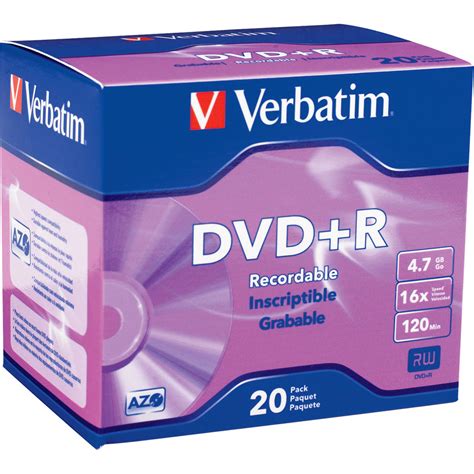 Verbatim Dvd R 4 7gb 16x Disc 20 95038 Bandh Photo Video