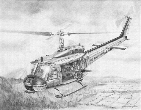 Huey In Vietnam Drawing By Douglas Castleman