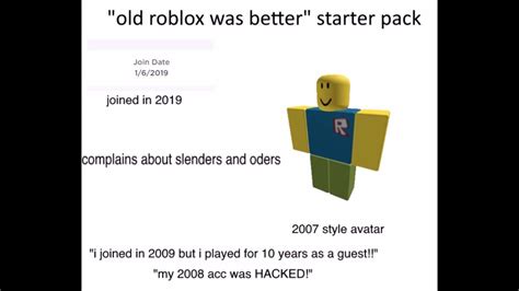 “old Roblox Was Better” Starter Pack Meme Youtube