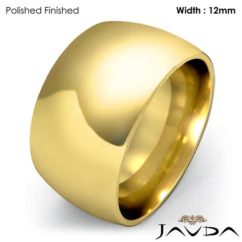 Engraving is available for an additional cost. Wider Women 18k Gold Plain Dome Wedding Band Ring 12mm ...