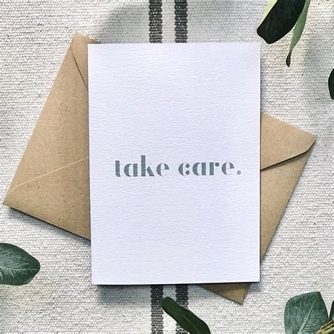 Take Care A6 Greetings Card Minimalist Note Card With Etsy