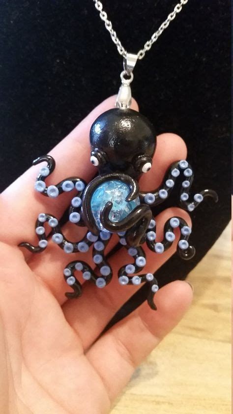 Handmade Blue Polymer Clay Octopus Pendant By Cherryts On Etsy