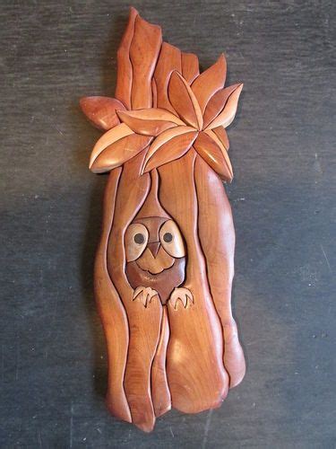 Owl Wood Carving Intarsia Wall Hanging Art 18 Tall Unique