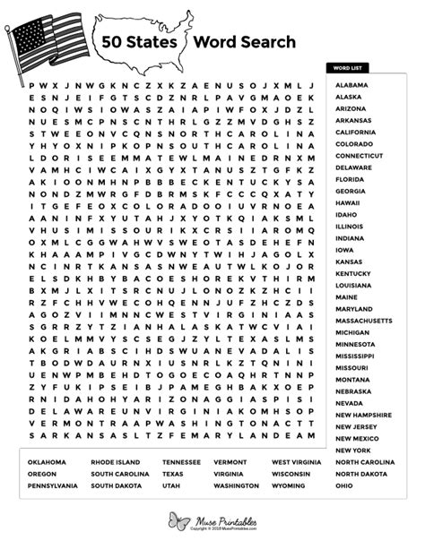 Free Printable Fifty State Word Search Artofit
