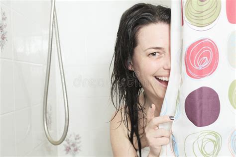 Shower Woman Happy Smiling Woman Washing Shoulder Stock Image Image Of Caucasian Cheerful