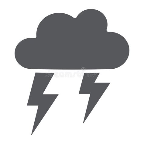 Thunderstorm Glyph Icon Weather And Forecast Storm Sign Vector