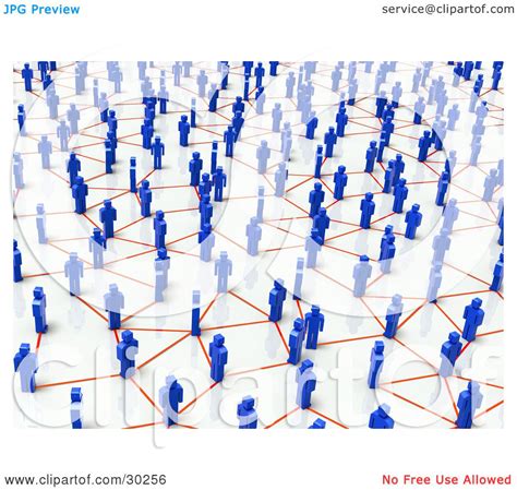 Clipart Illustration Of A Busy Network Of Blue People