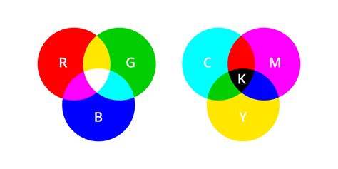 Rgb And Cmyk Basic Color Scheme Primary Color Theory And Model Vector