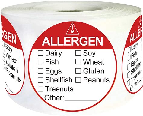Allergen Allergy Warning Labels Sticker 2 Inch Fluorescent Red Adhesive