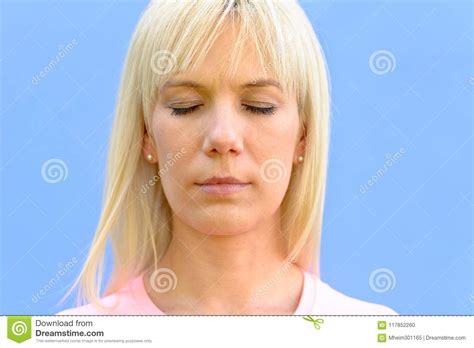 Serene Woman With Her Eyes Closed Relaxing Stock Photo Image Of