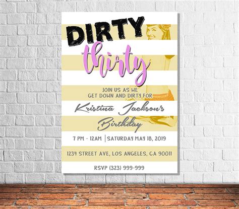 Dirty Thirty Theme Party Invitation 5x7 Digital Etsy