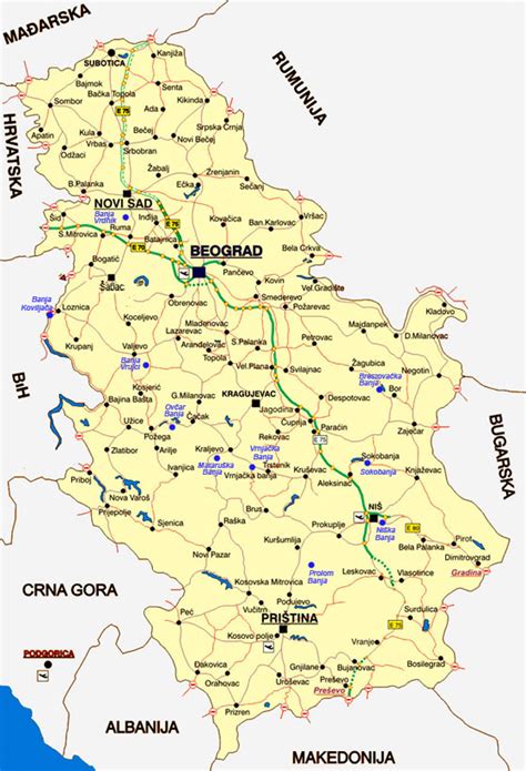 Banje Srbije Mapa Auto Karta Srbija