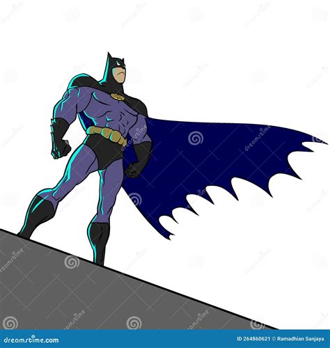 Classic Batman Cartoon Standing On The Building Stock Image
