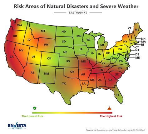 Map Of Most High Risk Areas In The Us For Natural Disasters Earthquakes Natural Disasters