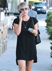 Kaley Cuoco Shows Off Her Toned Legs In Mullet T Shirt Dress As She