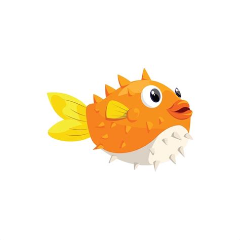 Premium Vector Cute Puffer Fish Character Illustration