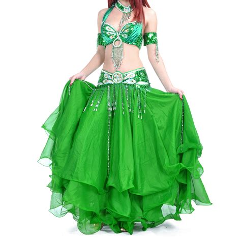 Bellylady Belly Dance Full Skirt Chiffon Tiered Maxi Dress Tribal Gypsy Costume Ebay