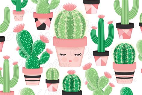 Potted Cactus Succulent Clip Art Images 76478 Illustrations Design Bundles