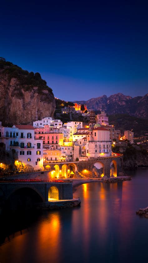 Amalfi Coast At Night Wallpaper Myfavwallpaper Lockscreen