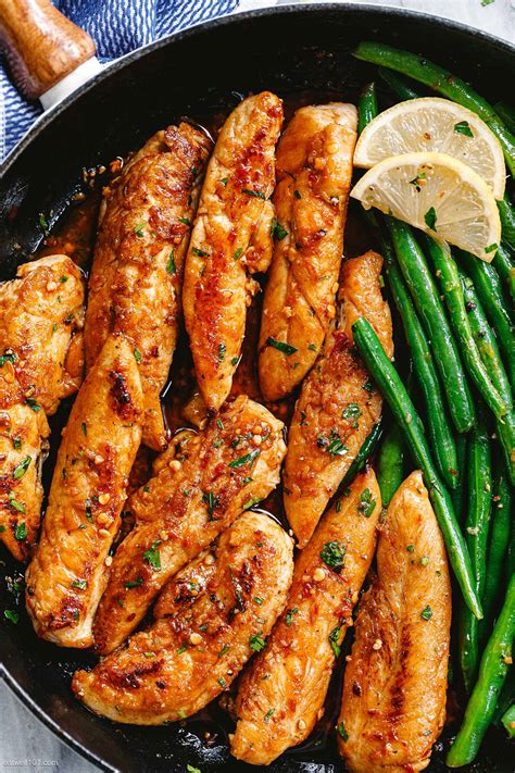 Cook until golden on all sides, 6 to 8 minutes. Lemon Garlic Butter Chicken Tenders and Green Beans ...