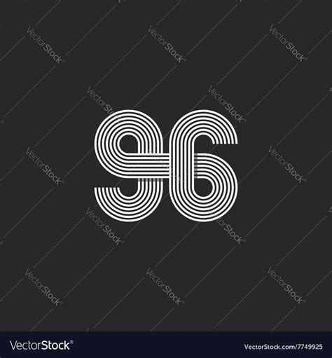 Number Logo 96 Creative Offset Thin Line Monogram Vector Image