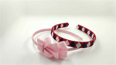 Woven Ribbon Headband For Girls Solid Ribbon Wrapped Holiday Headband 1