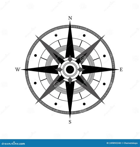 Compass Rose With Four Cardinal Directions North East South West