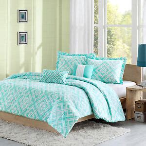 fullqueen teal white geometric print comforter set
