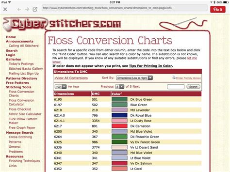 Good Site For Converting Floss Codes Very Helpful
