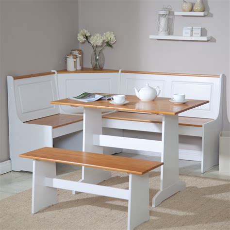 Affluenttop3 pc white gray top breakfast dining set corner booth bench kitchen table. Dining Room Nook Sets - HomesFeed