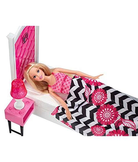 Barbie Bedroom Set Doll House Plastic Double Bed Bedroom Furniture